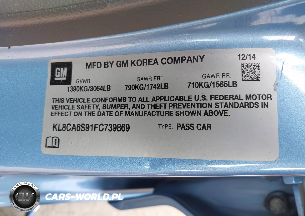 2015 Chevrolet Spark Ls Manual VIN:KL8CA6S91FC739869 - 9