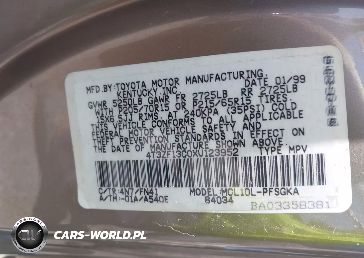 1999 Toyota Sienna Le VIN:4T3ZF13C0XU123952 - 9