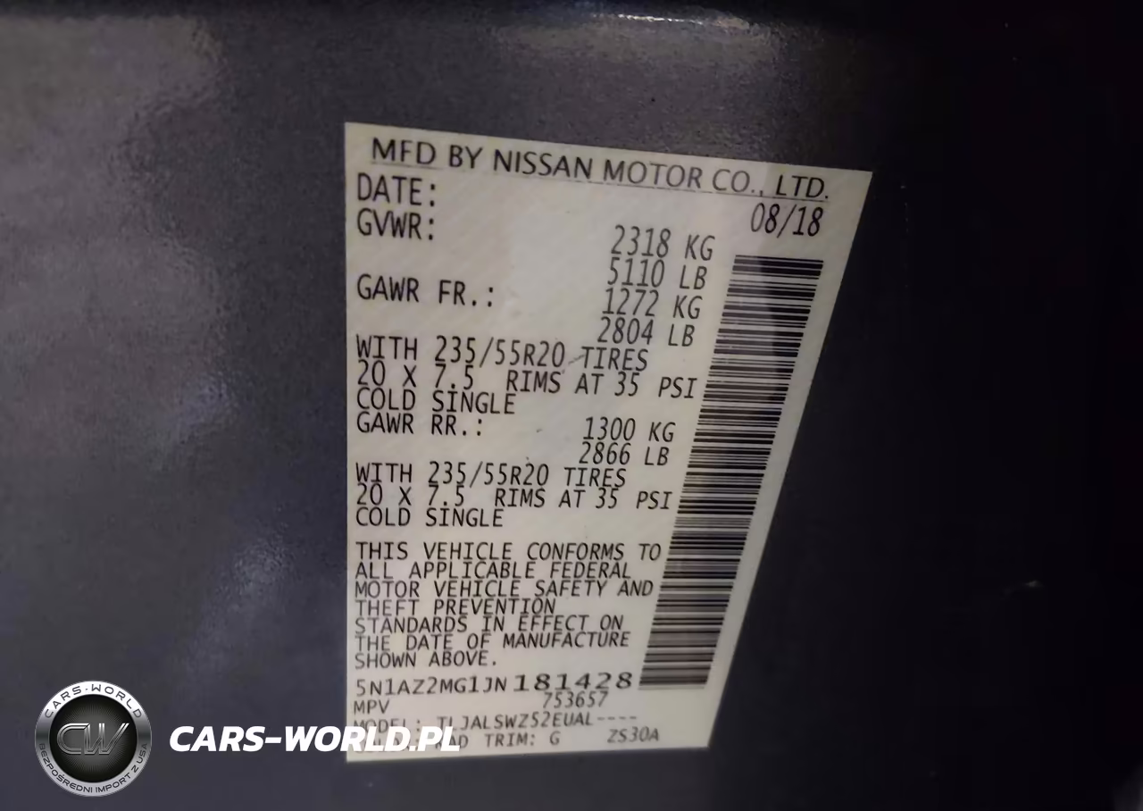 2018 Nissan Murano Platinum VIN:5N1AZ2MG1JN181428 - 9
