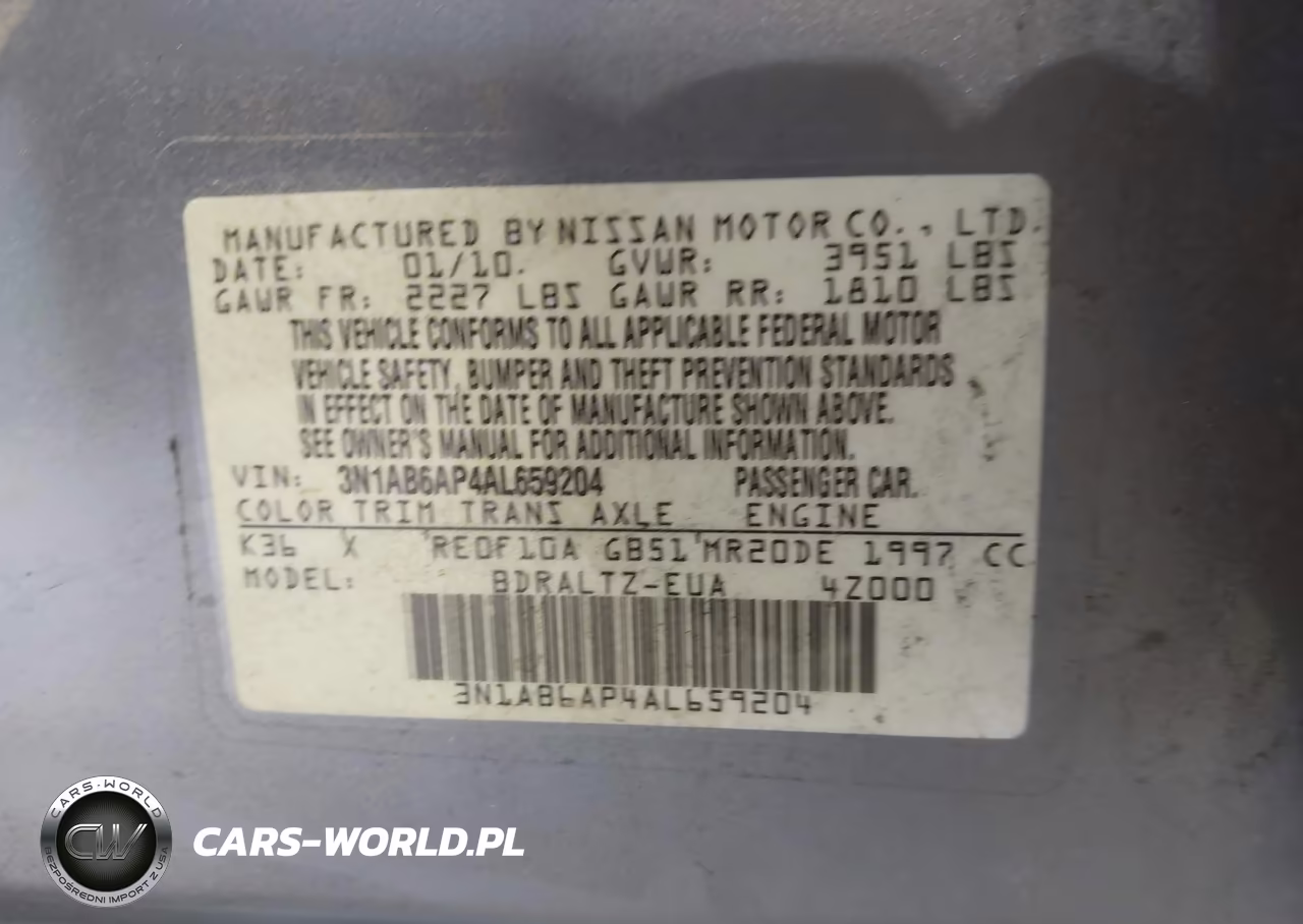 2010 Nissan Sentra 2.0S VIN:3N1AB6AP4AL659204 - 9