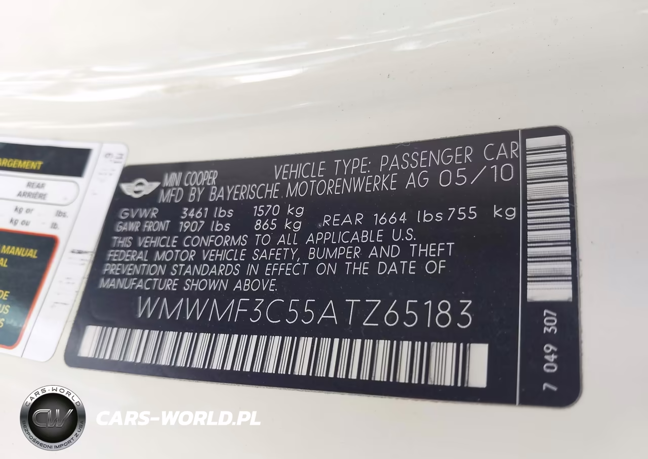 2010 Mini Cooper VIN:WMWMF3C55ATZ65183 - 9