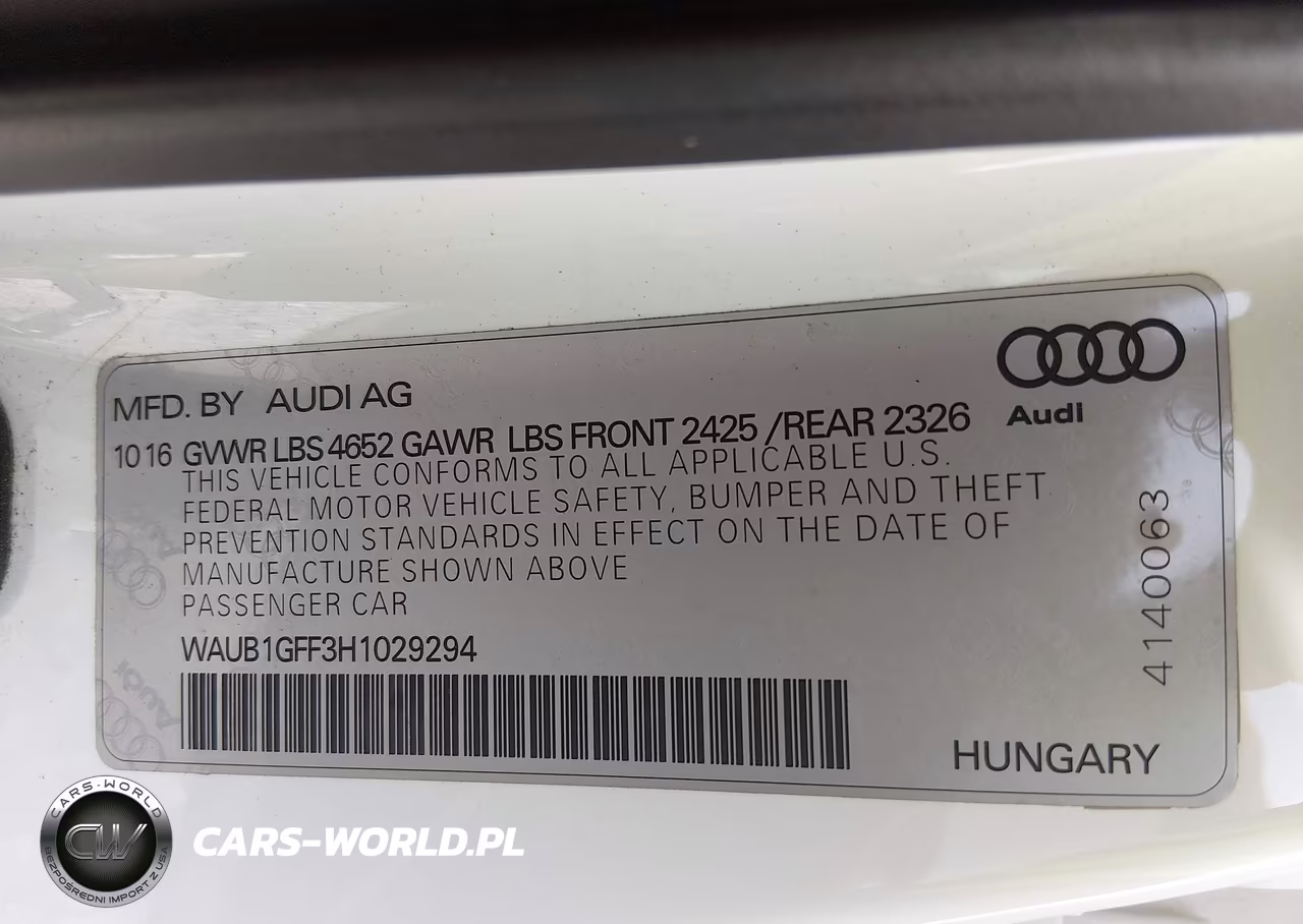 2017 Audi S3 Premium Plus VIN:WAUB1GFF3H1029294 - 9