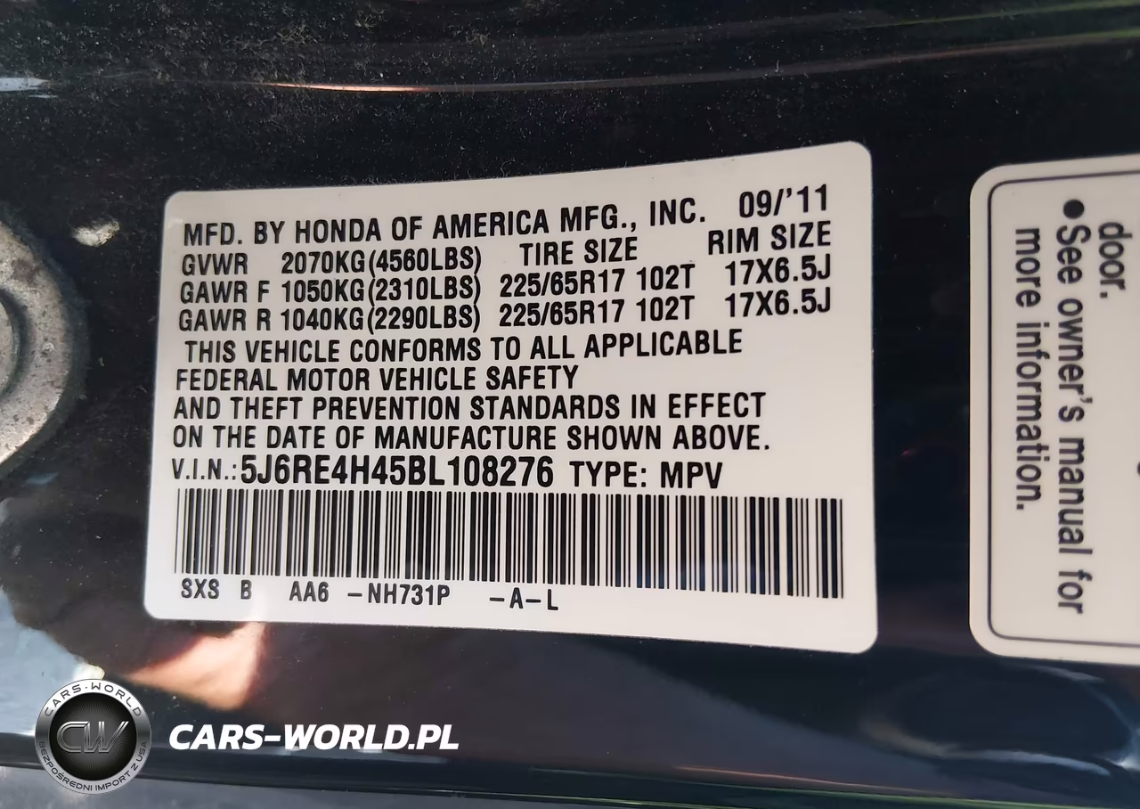 2011 Honda Cr-V Se VIN:5J6RE4H45BL108276 - 9