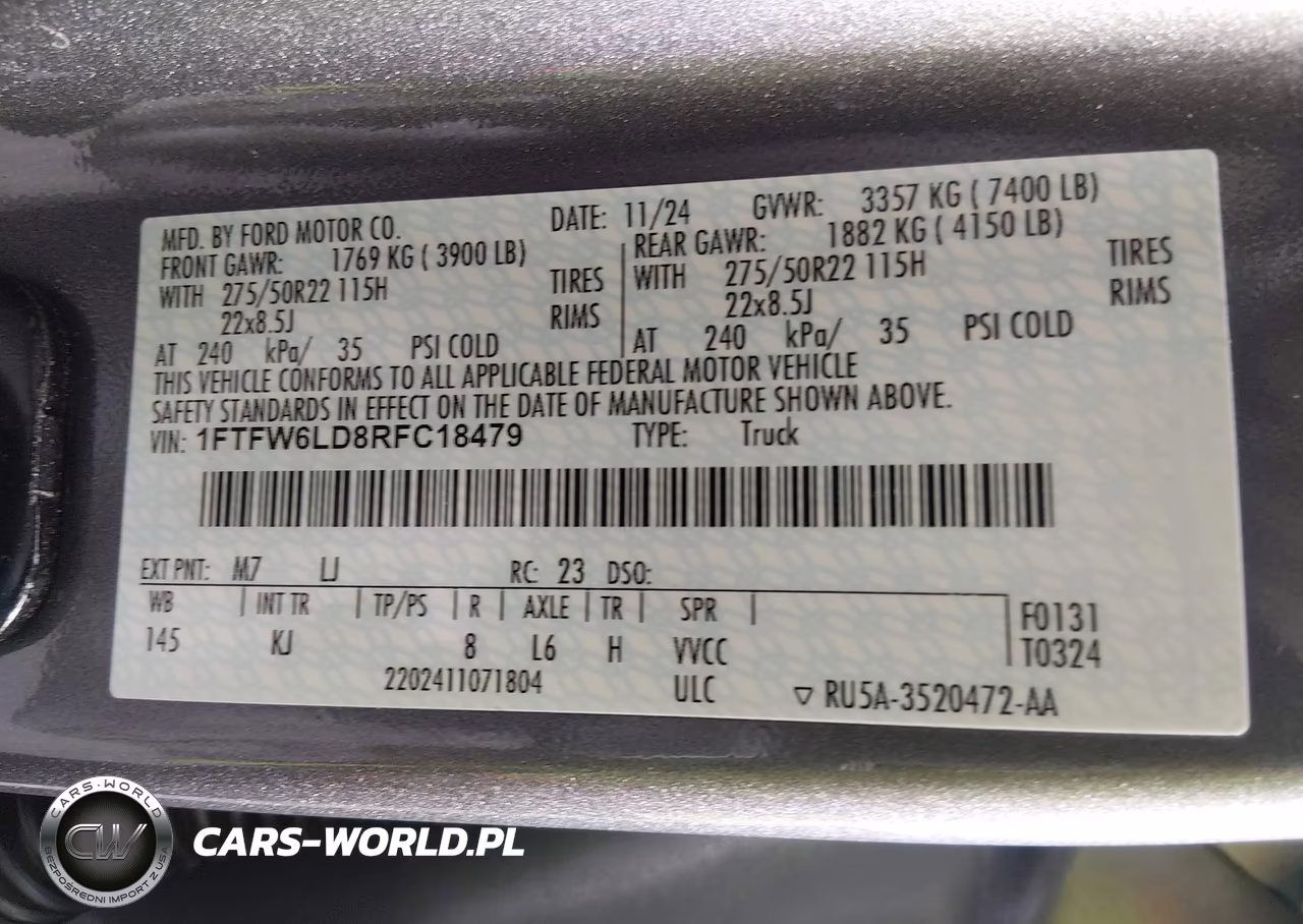 2024 Ford F150 King Ranch VIN:1FTFW6LD8RFC18479 - 9