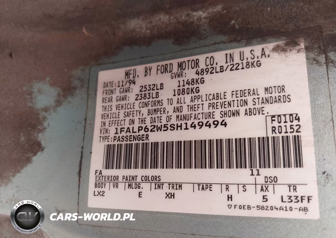 1995 Ford Thunderbird Lx VIN:1FALP62W5SH149494 - 9