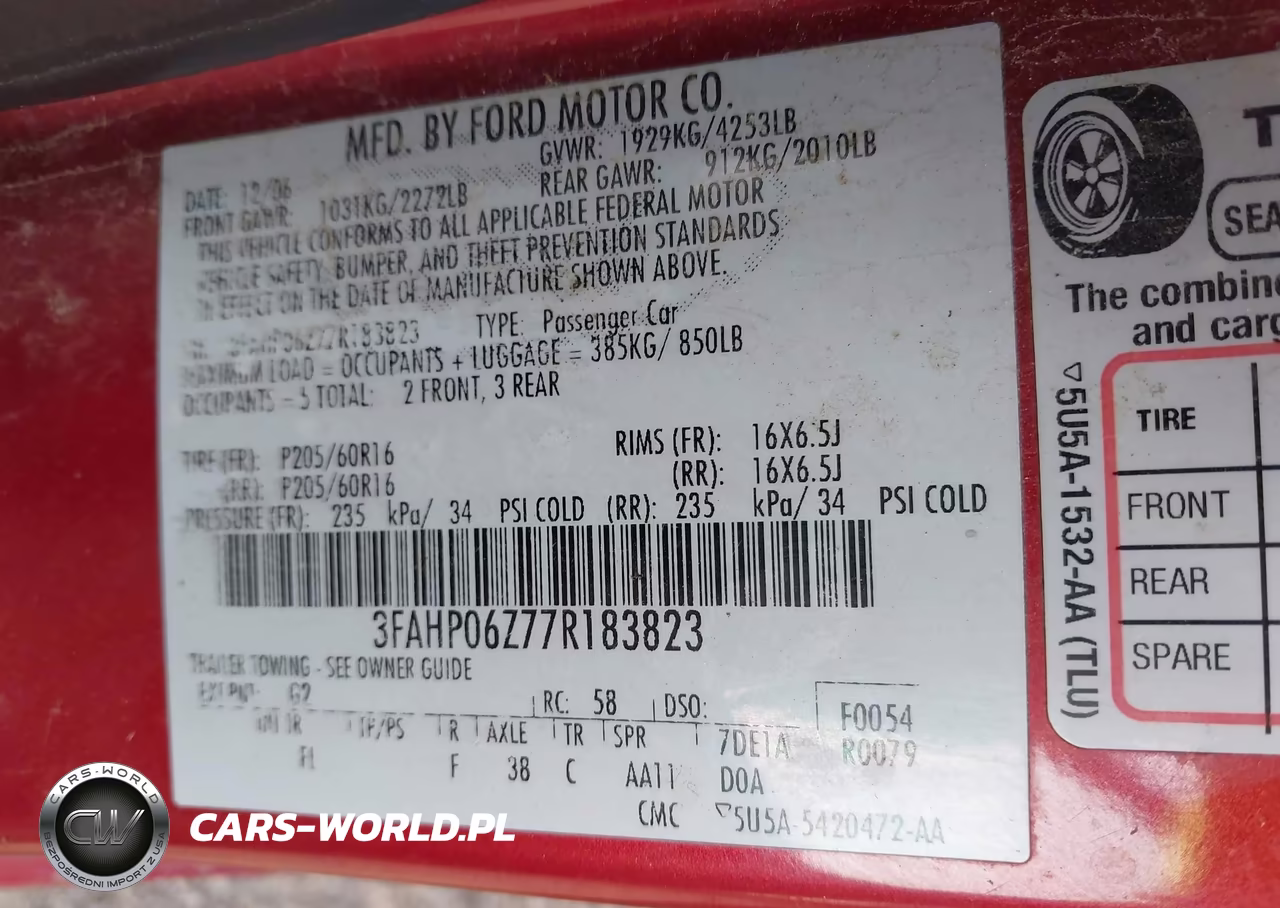 2007 Ford Fusion S VIN:3FAHP06Z77R183823 - 9