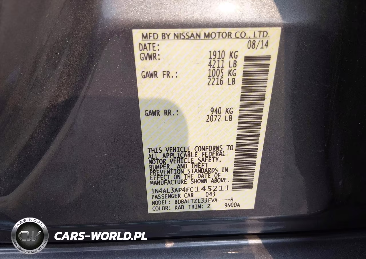 2015 Nissan Altima 2.5 Sl VIN:1N4AL3AP4FC145211 - 9