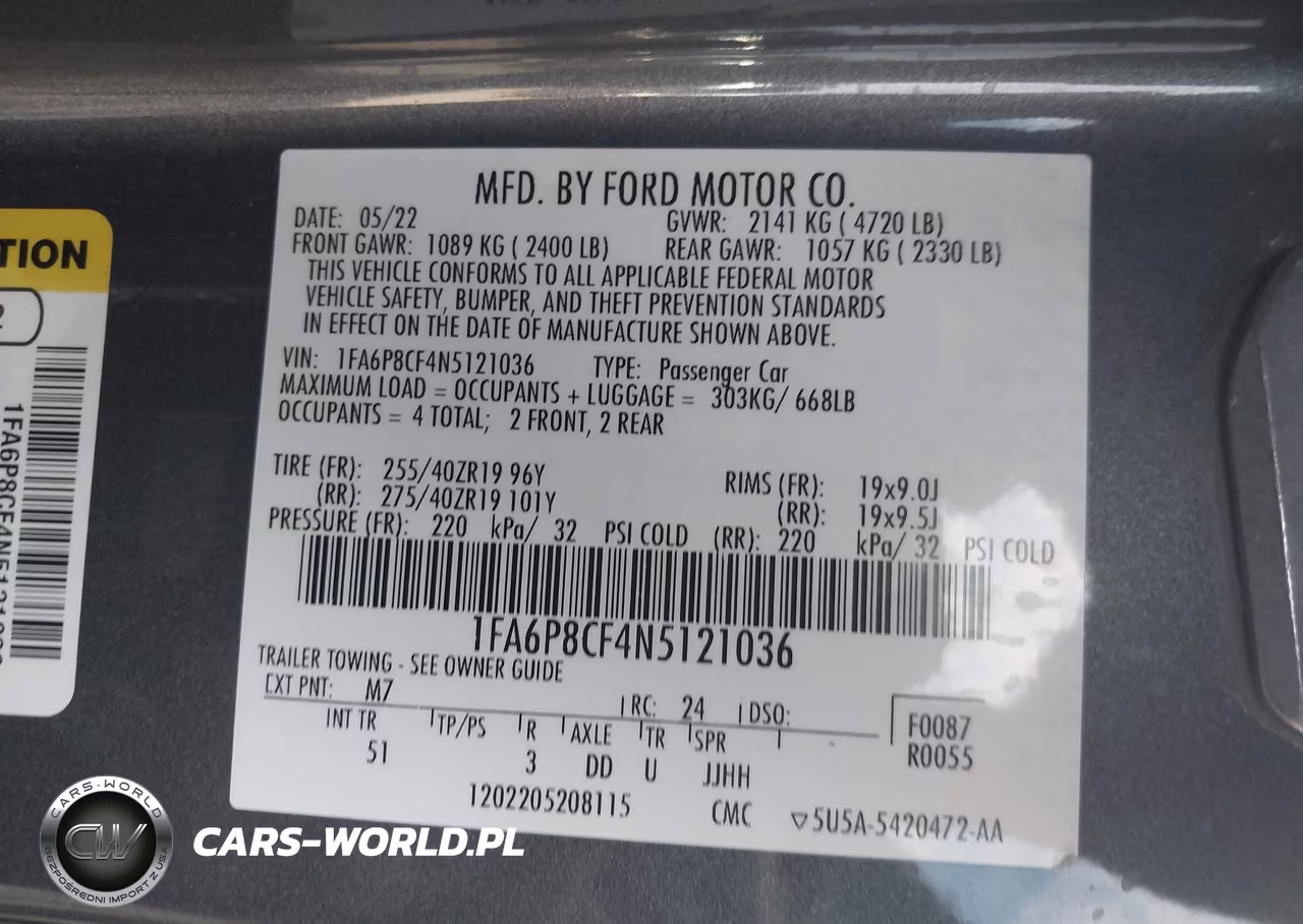 2022 Ford Mustang Gt Premium Fastback VIN:1FA6P8CF4N5121036 - 9