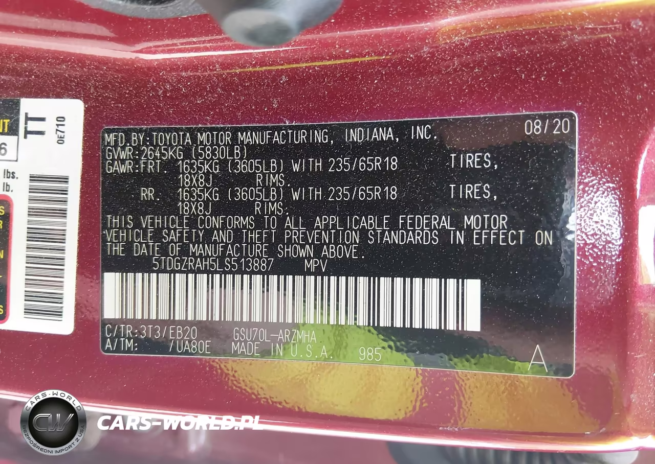 2020 Toyota Highlander Xle VIN:5TDGZRAH5LS513887 - 9