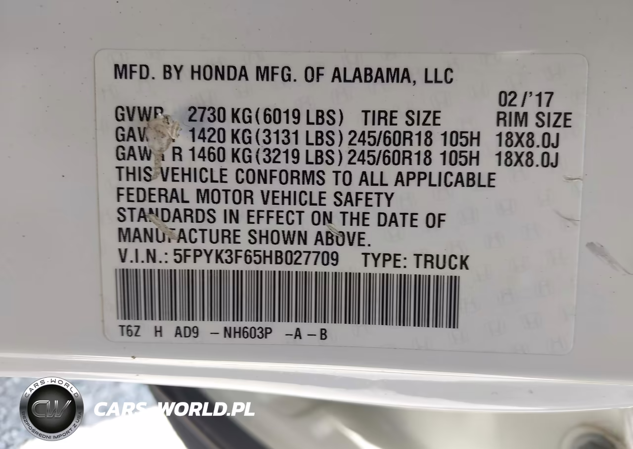 2017 Honda Ridgeline Rtl-T VIN:5FPYK3F65HB027709 - 9