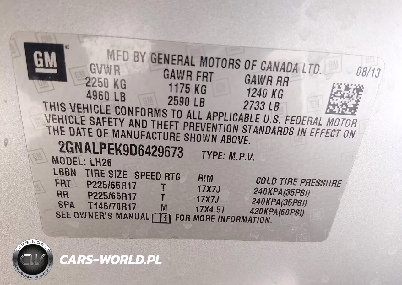 2013 Chevrolet Equinox Lt VIN:2GNALPEK9D6429673 - 9