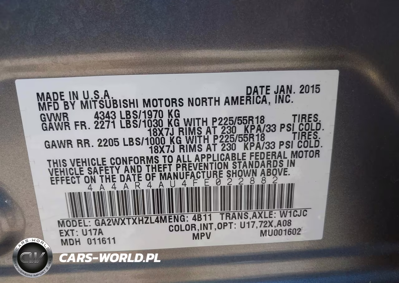 2015 Mitsubishi Outlander Sport Se VIN:4A4AR4AU4FE022882 - 9