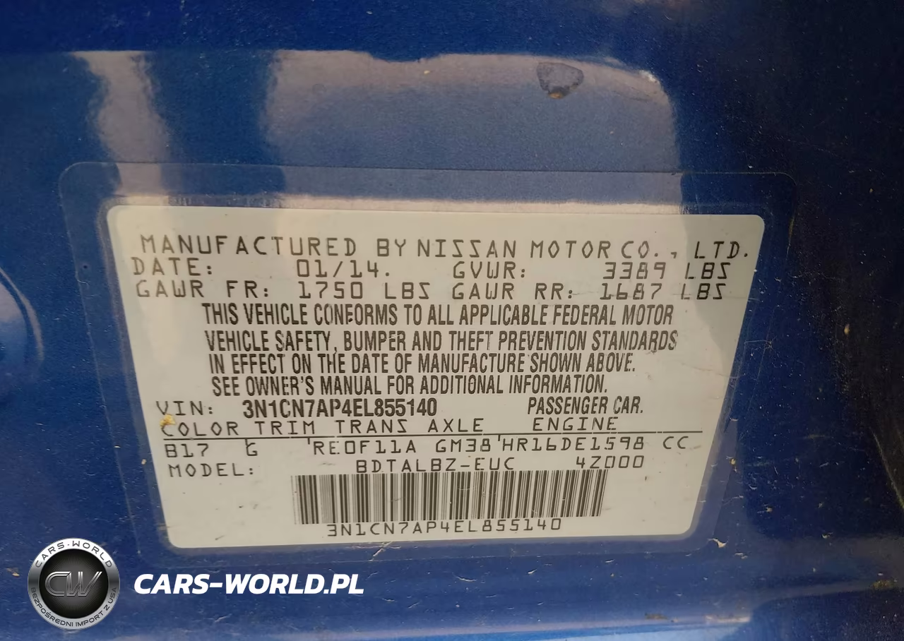 2014 Nissan Versa 1.6 Sv VIN:3N1CN7AP4EL855140 - 9