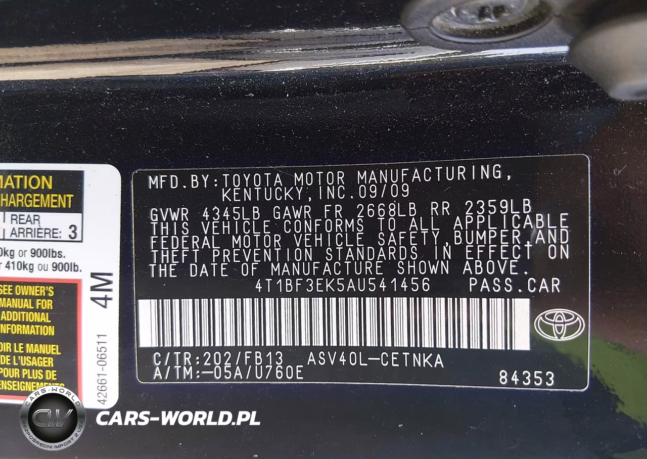 2010 Toyota Camry Le VIN:4T1BF3EK5AU541456 - 9