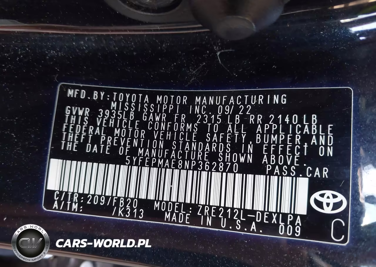 2022 Toyota Corolla Le VIN:5YFEPMAE8NP362870 - 9