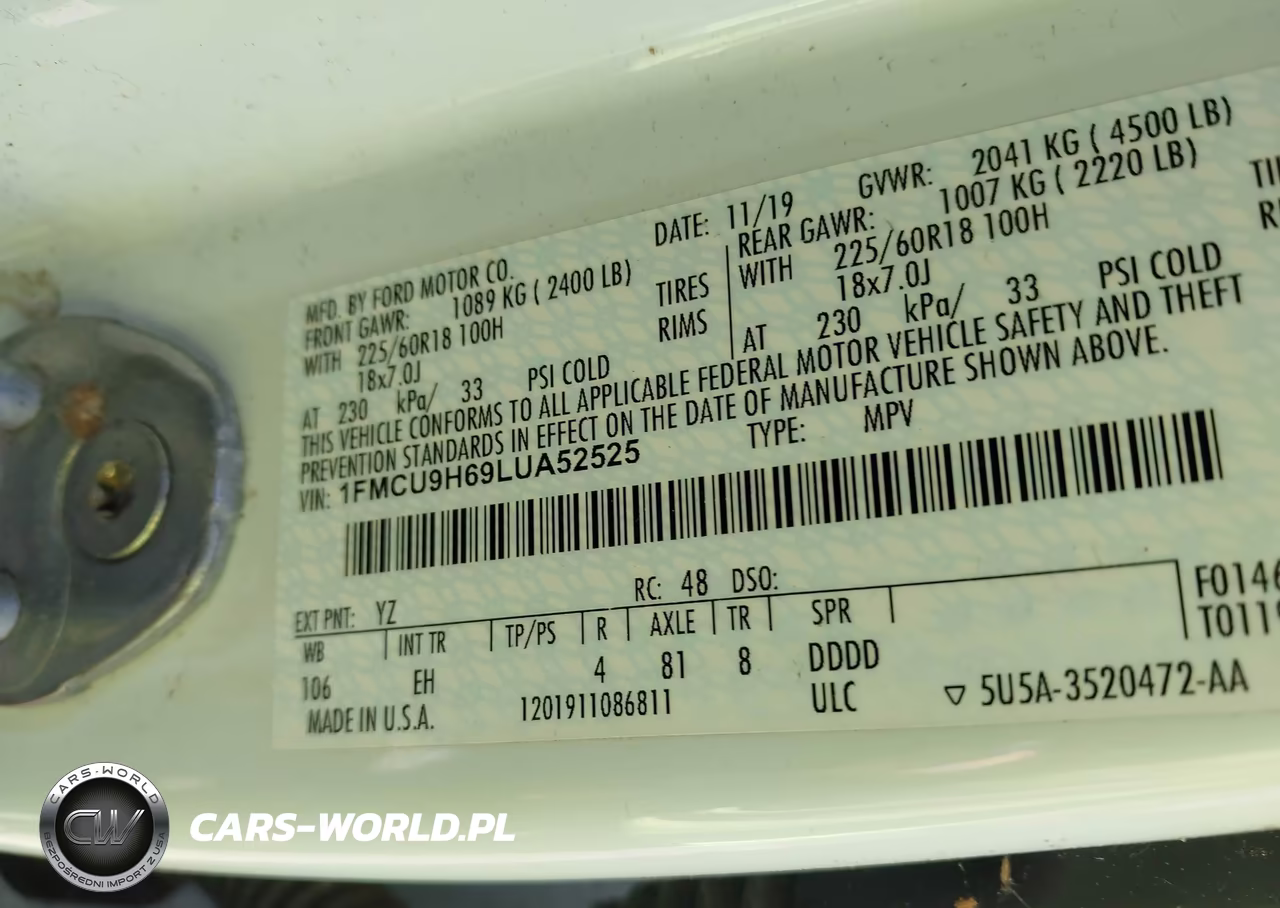 2020 Ford Escape Sel VIN:1FMCU9H69LUA52525 - 9
