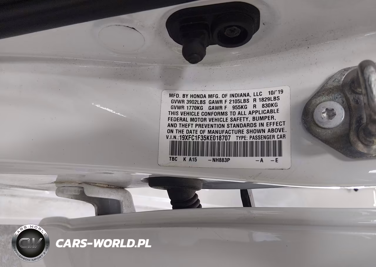 2019 Honda Civic Ex VIN:19XFC1F35KE018707 - 9