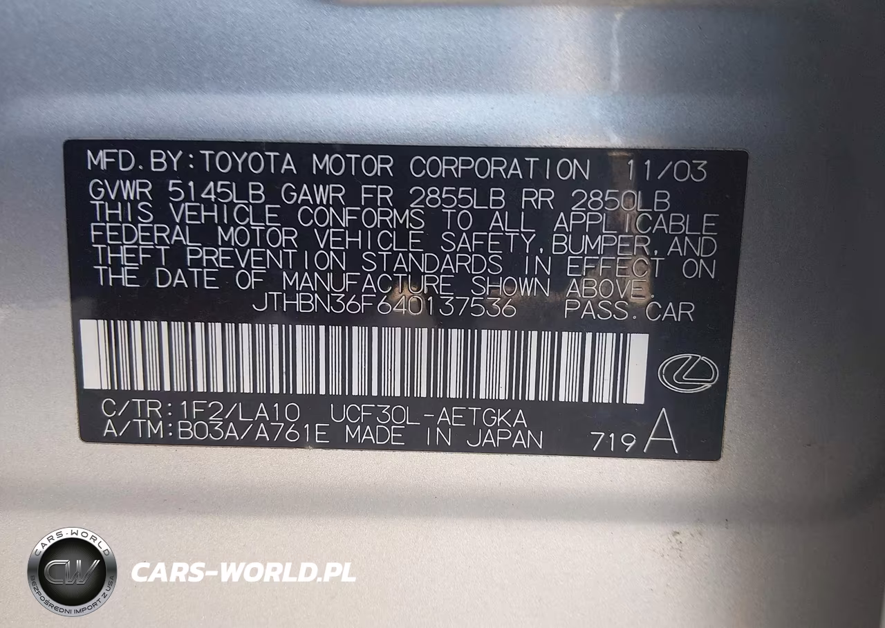 2004 Lexus Ls 430 VIN:JTHBN36F640137536 - 9