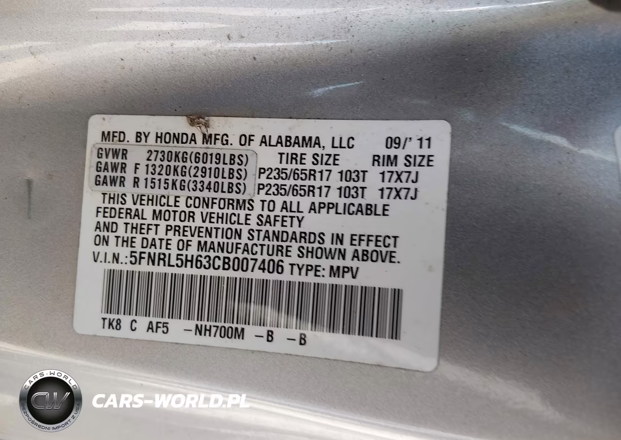 2012 Honda Odyssey Ex-L VIN:5FNRL5H63CB007406 - 9