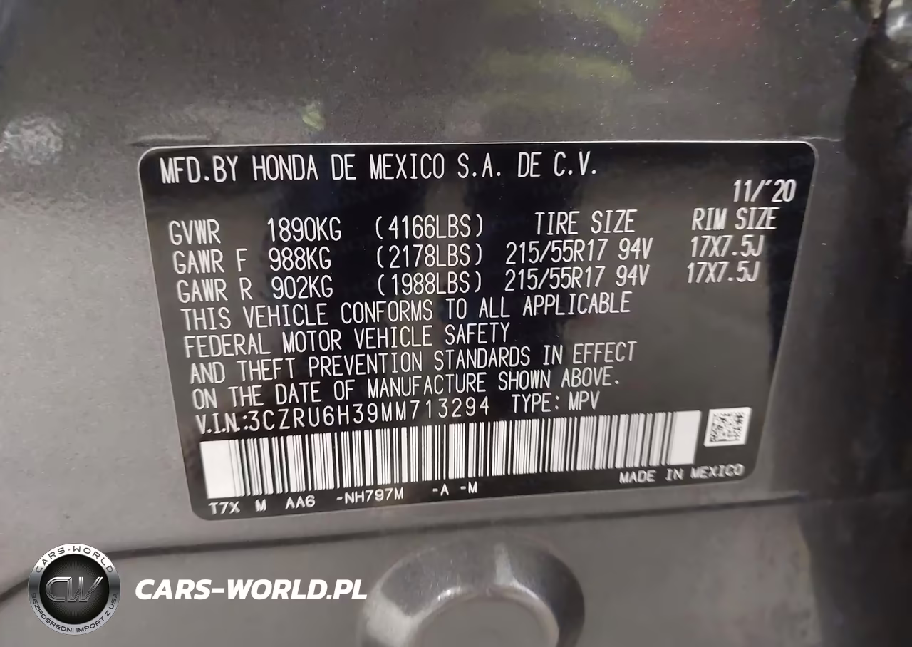 2021 Honda Hr-V Awd Lx VIN:3CZRU6H39MM713294 - 9