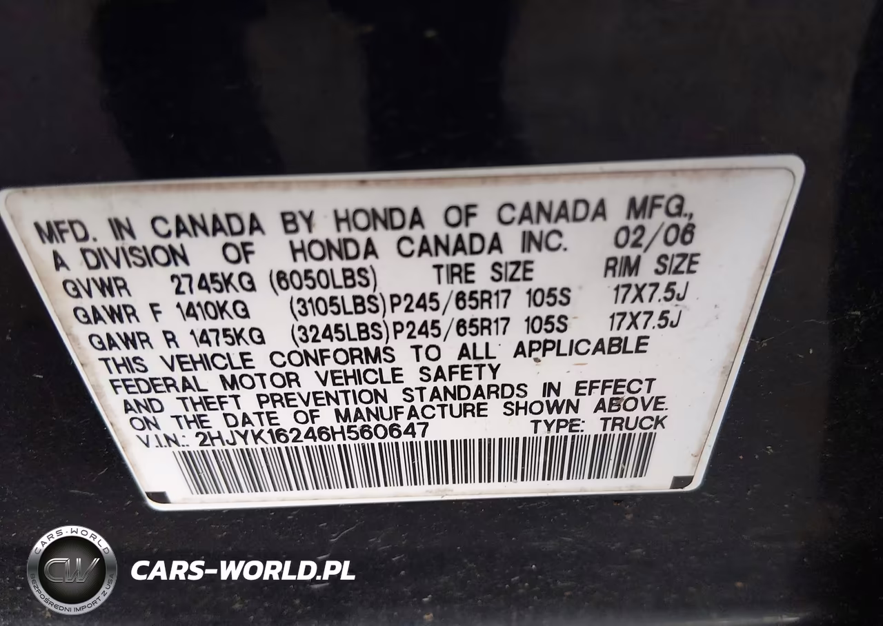 2006 Honda Ridgeline Rt VIN:2HJYK16246H560647 - 9
