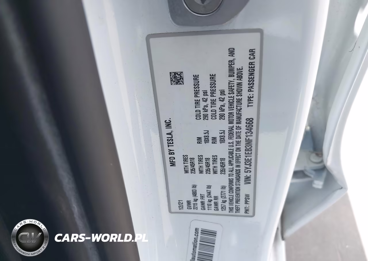 2022 Tesla Model 3 Long Range Dual Motor All-Wheel Drive VIN:5YJ3E1EB3NF134668 - 9