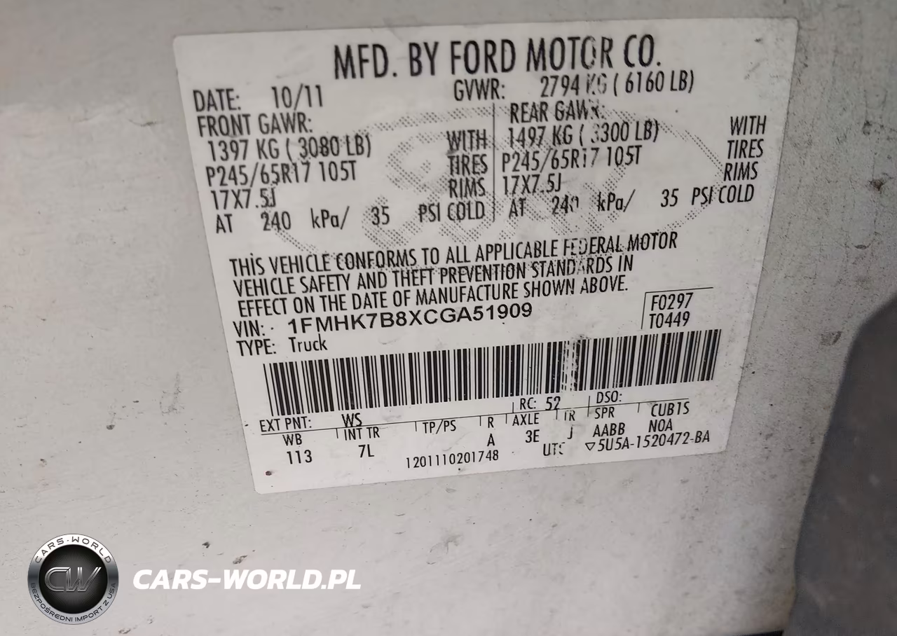 2012 Ford Explorer VIN:1FMHK7B8XCGA51909 - 9