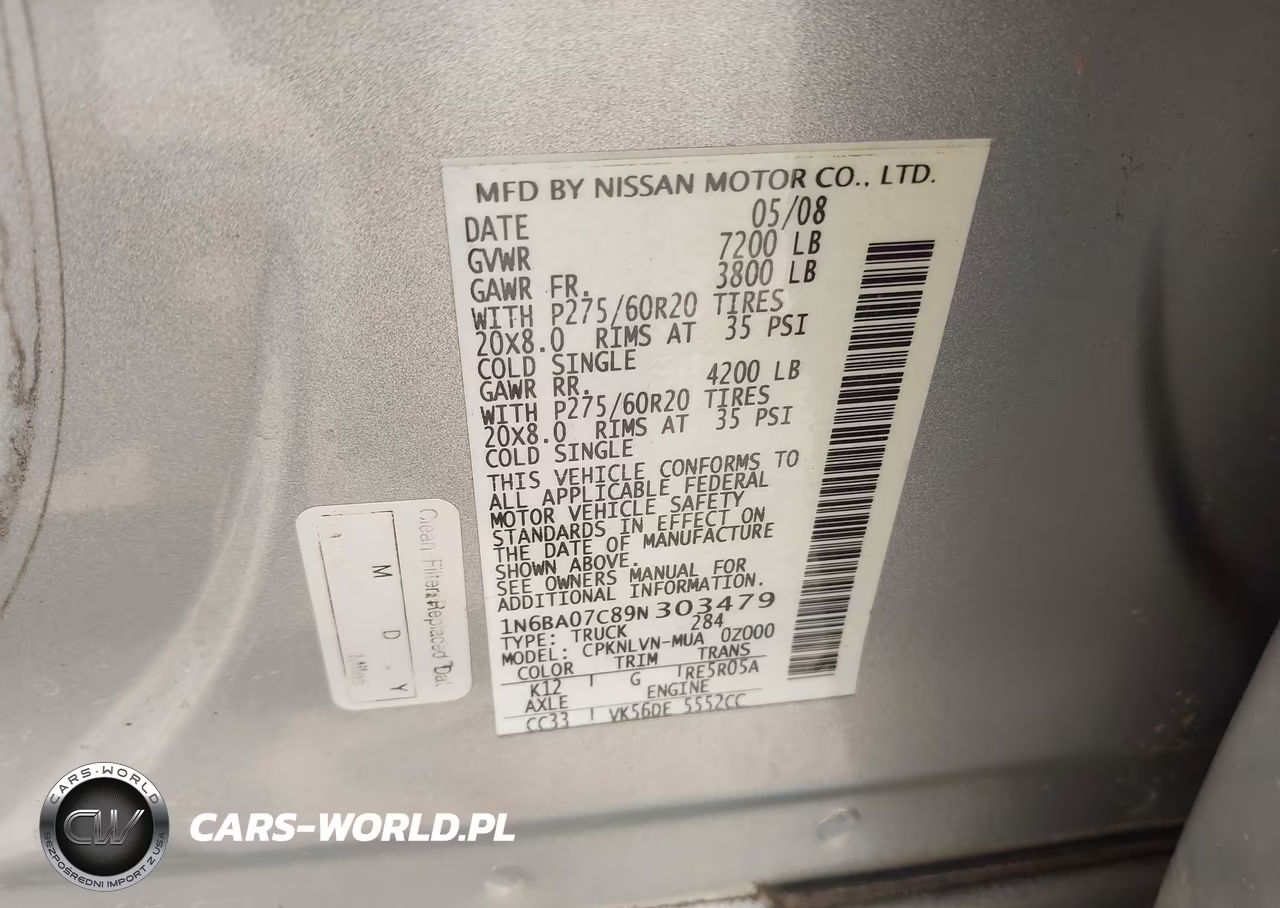 2009 Nissan Titan Le VIN:1N6BA07C89N303479 - 9