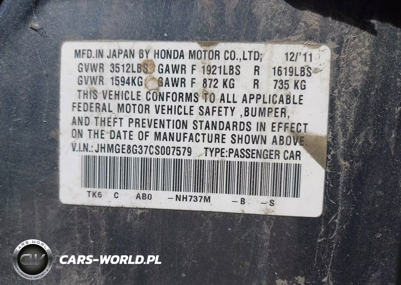 2012 Honda Fit VIN:JHMGE8G37CS007579 - 9