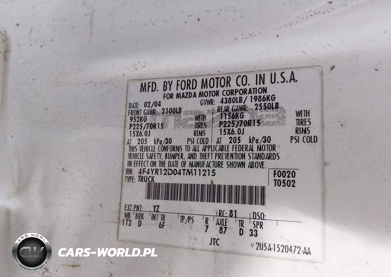 2004 Mazda B2300 VIN:4F4YR12D04TM11215 - 9