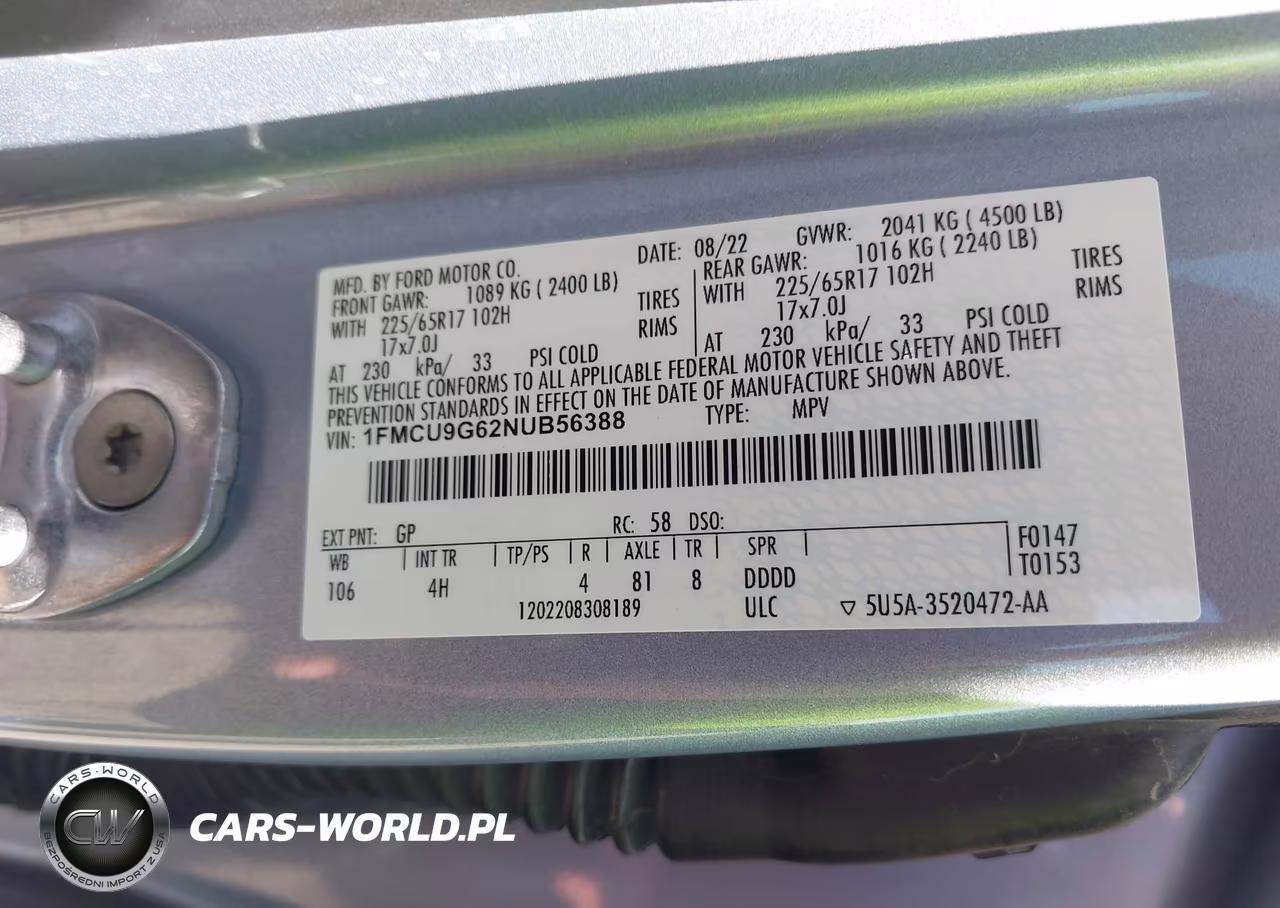 2022 Ford Escape Se VIN:1FMCU9G62NUB56388 - 9