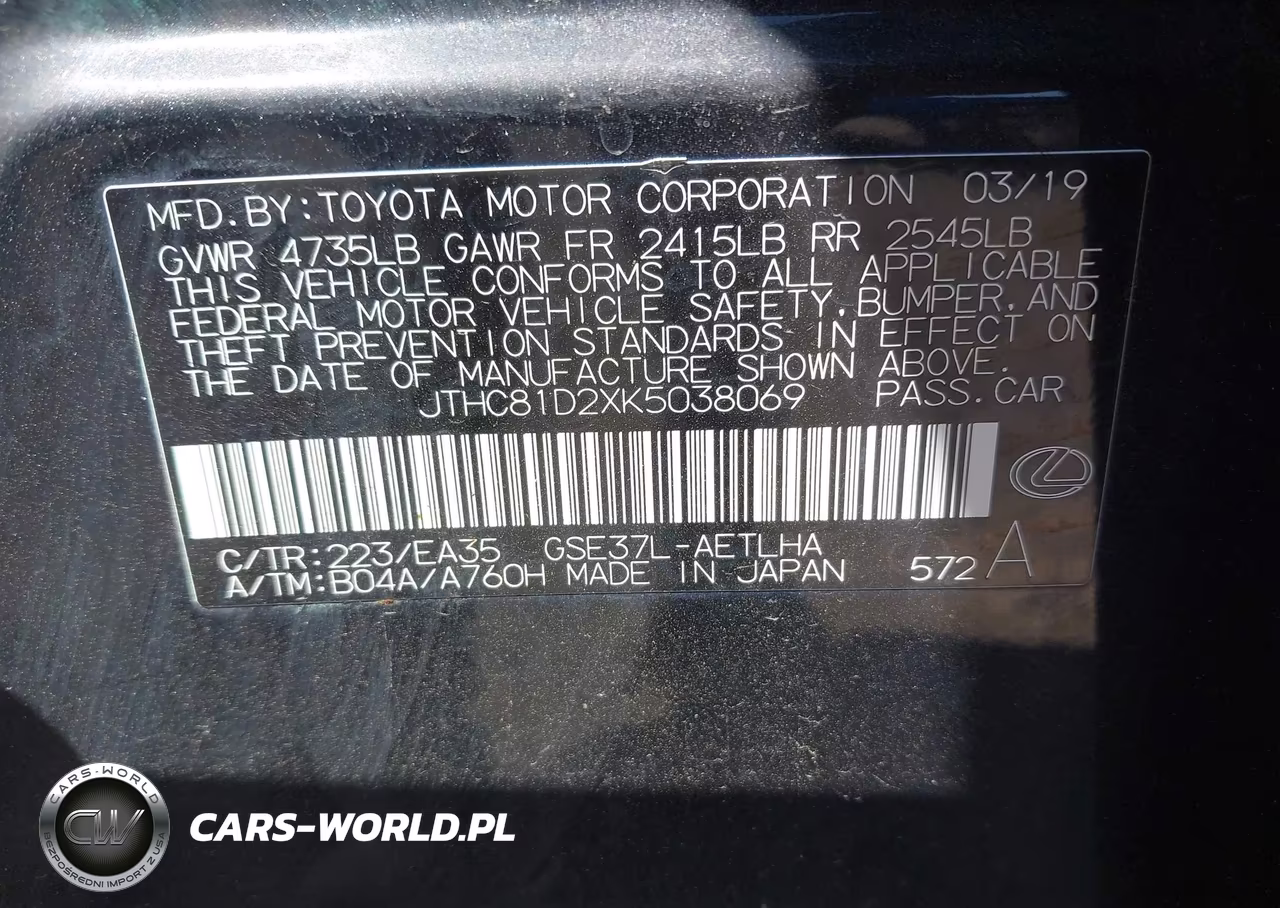 2019 Lexus Is 300 VIN:JTHC81D2XK5038069 - 9