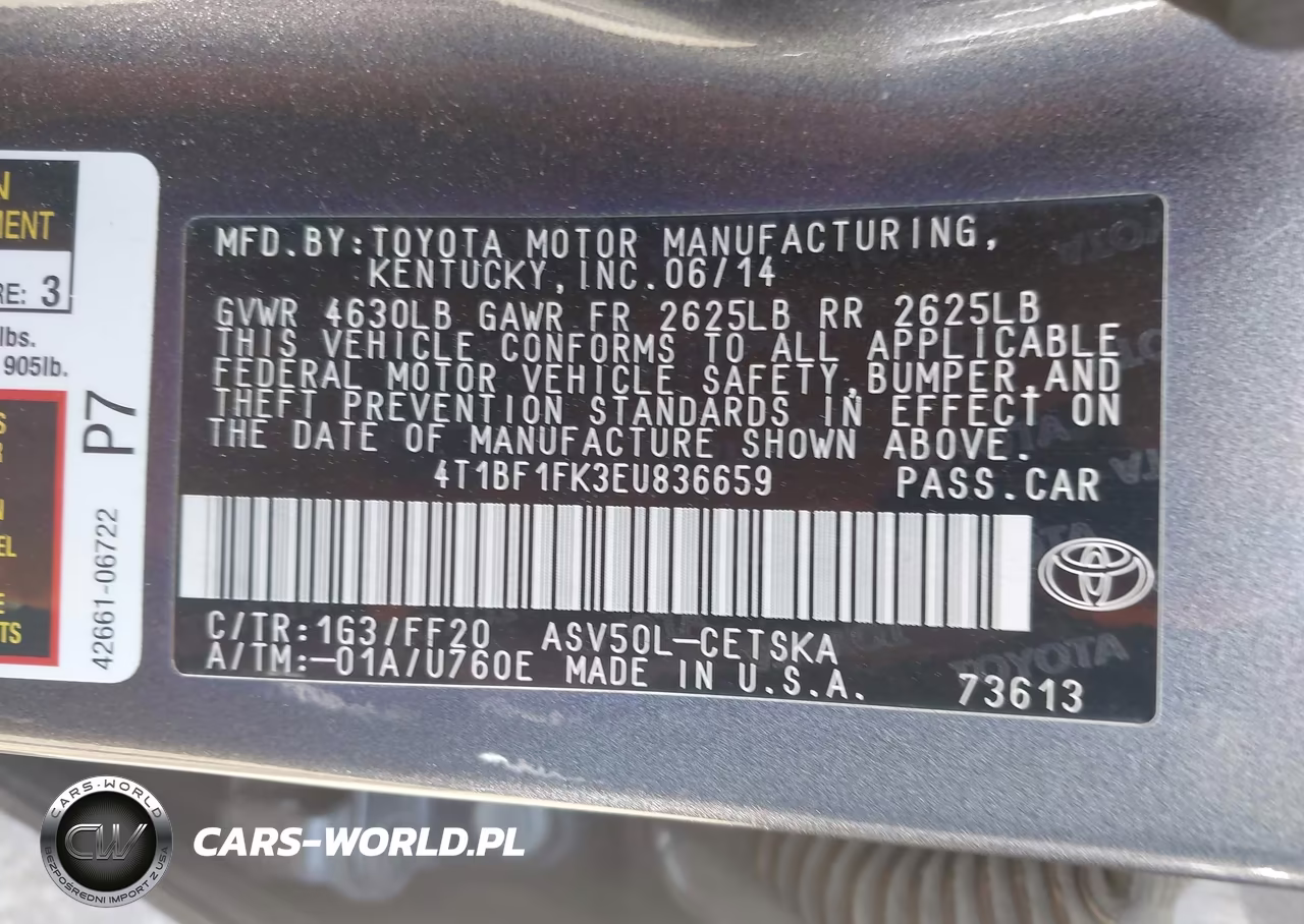 2014 Toyota Camry Se VIN:4T1BF1FK3EU836659 - 9