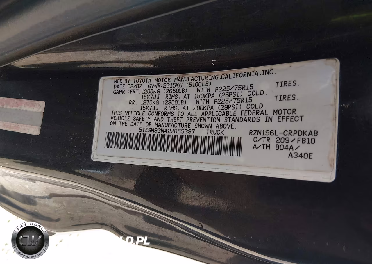 2002 Toyota Tacoma Prerunner VIN:5TESM92N42Z055337 - 9