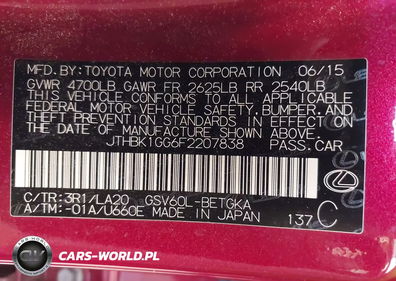2015 Lexus Es 350 VIN:JTHBK1GG6F2207838 - 9