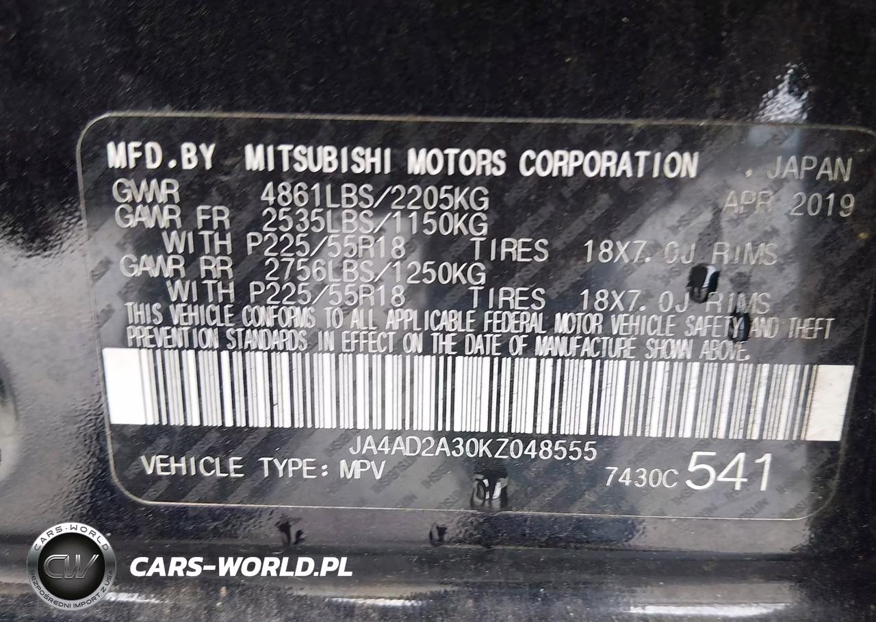 2019 Mitsubishi Outlander Es VIN:JA4AD2A30KZ048555 - 9
