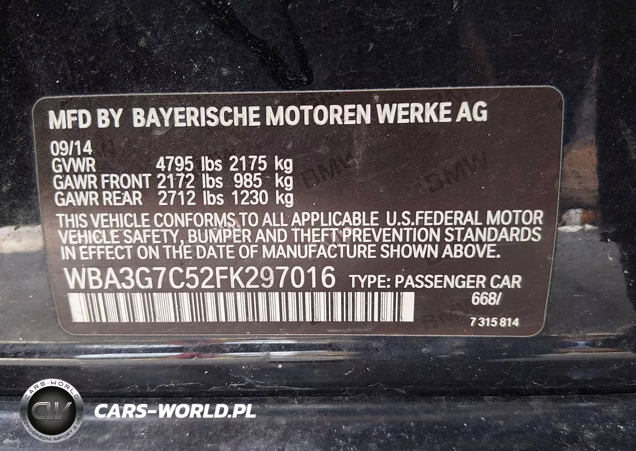 2015 BMW 328I xDrive VIN:WBA3G7C52FK297016 - 9