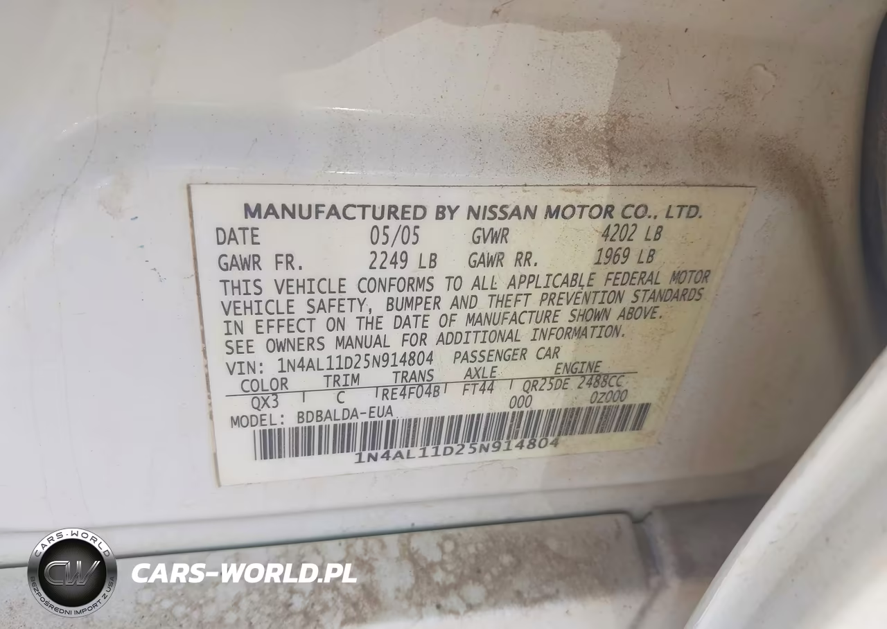 2005 Nissan Altima 2.5 S VIN:1N4AL11D25N914804 - 9