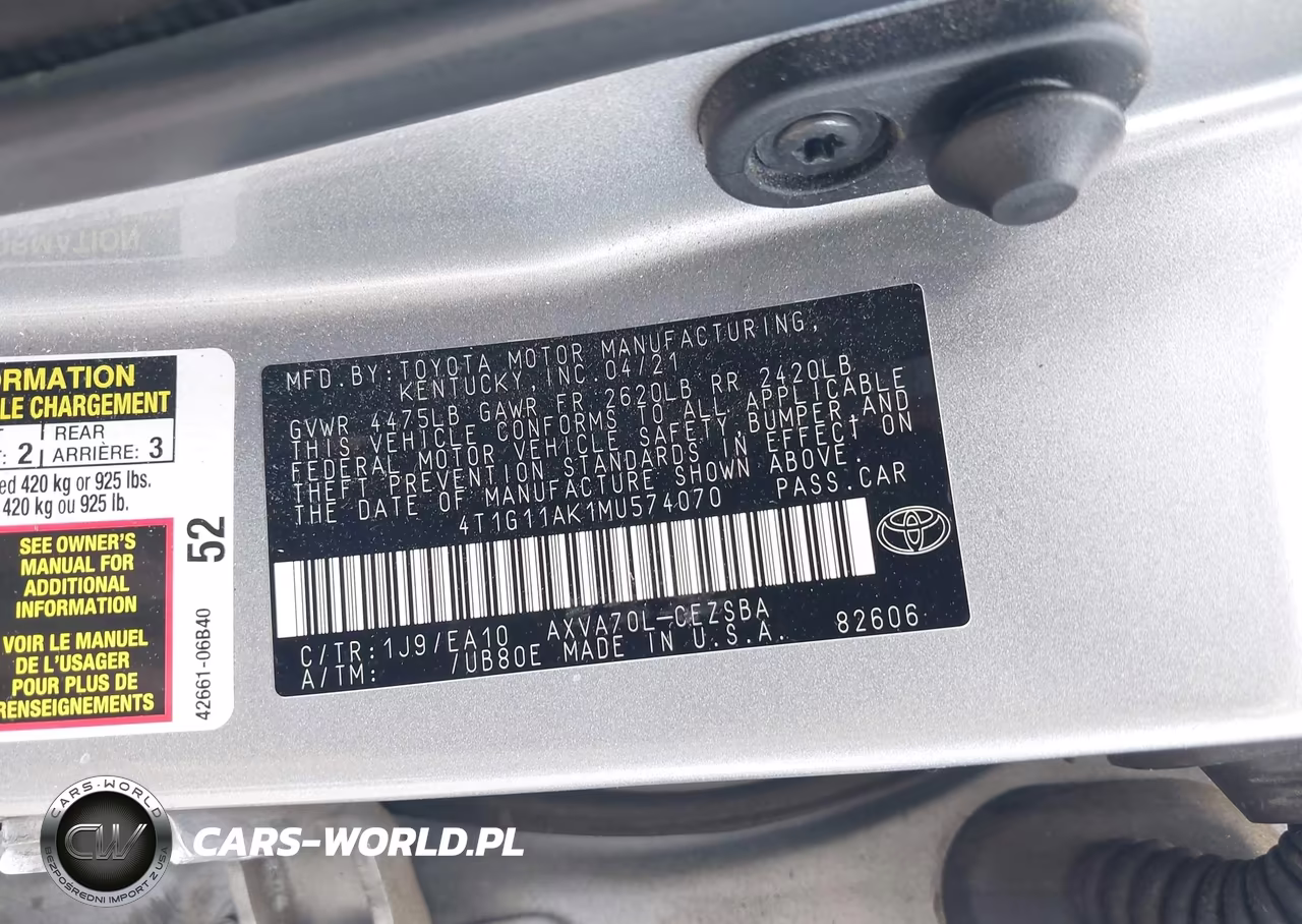 2021 Toyota Camry Se VIN:4T1G11AK1MU574070 - 9