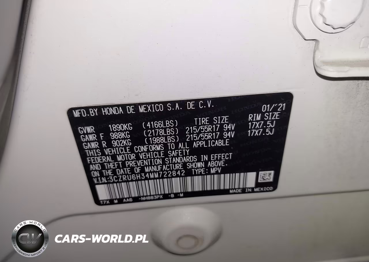 2021 Honda Hr-V Awd Lx VIN:3CZRU6H34MM722842 - 9