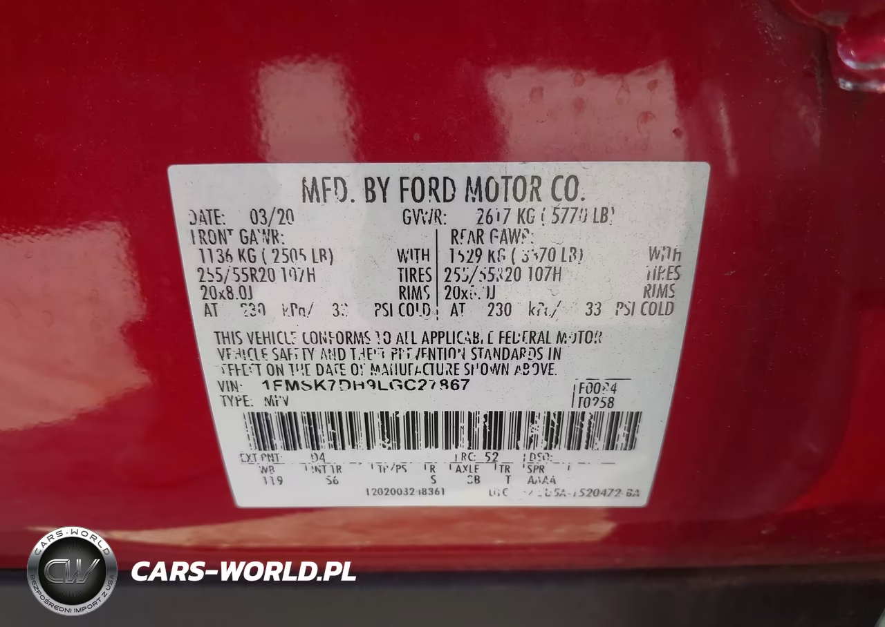 2020 Ford Explorer Xlt VIN:1FMSK7DH9LGC27867 - 9