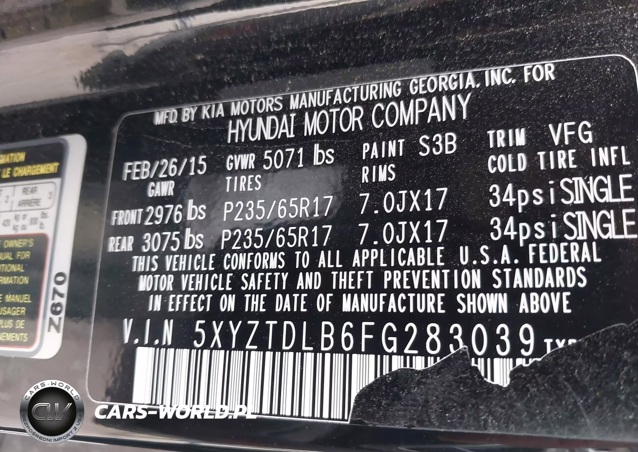 2015 Hyundai Santa Fe Sport 2.4L VIN:5XYZTDLB6FG283039 - 9