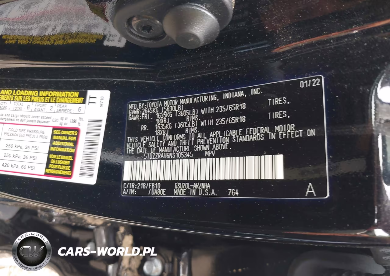 2022 Toyota Highlander Le VIN:5TDZZRAH6NS105345 - 9