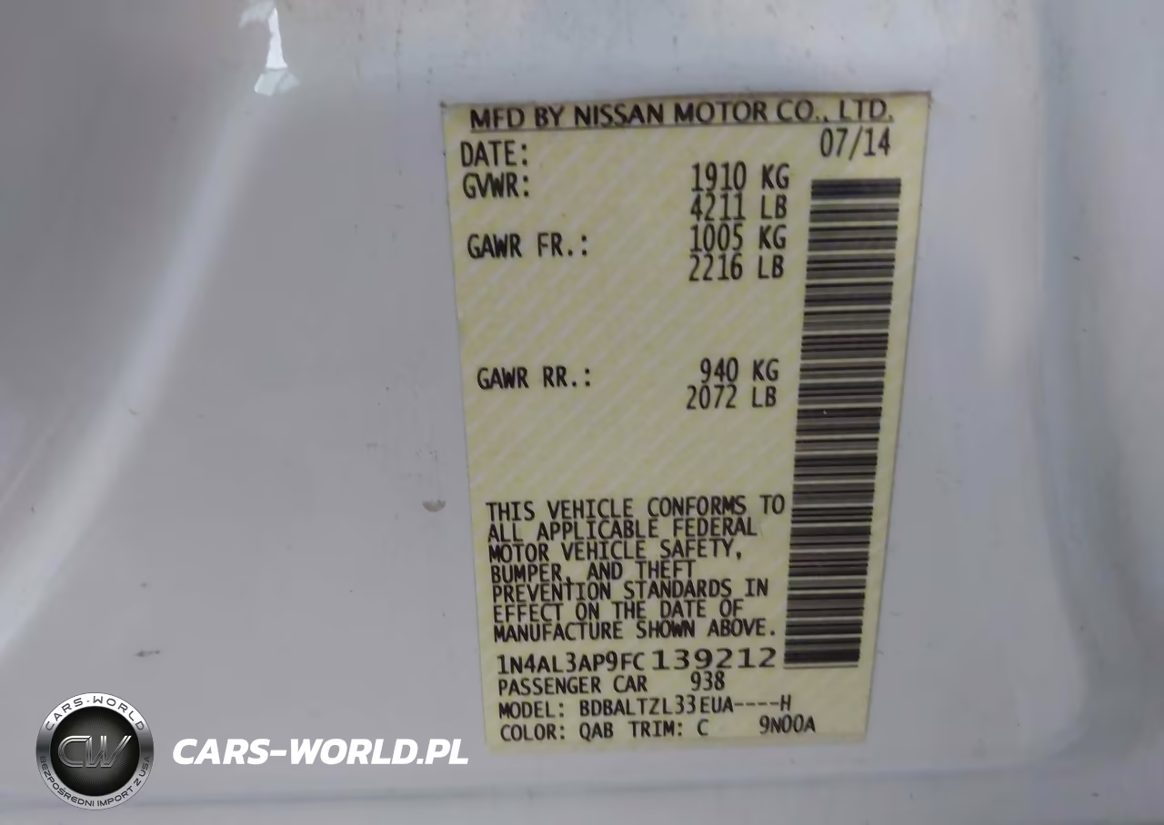 2015 Nissan Altima 2.5 Sl VIN:1N4AL3AP9FC139212 - 9