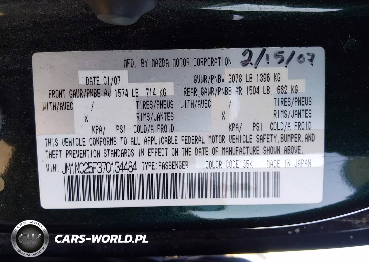 2007 Mazda Mx-5 Touring VIN:JM1NC25F370134484 - 9