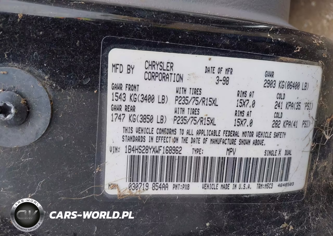 1998 Dodge Durango Slt VIN:1B4HS28YXWF168962 - 9