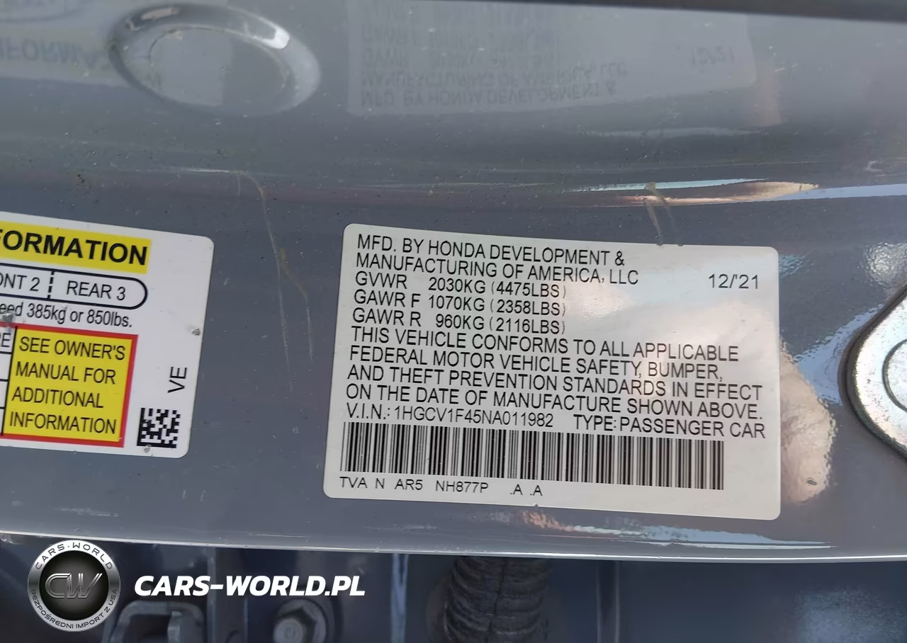 2022 Honda Accord Sport Special Edition VIN:1HGCV1F45NA011982 - 9