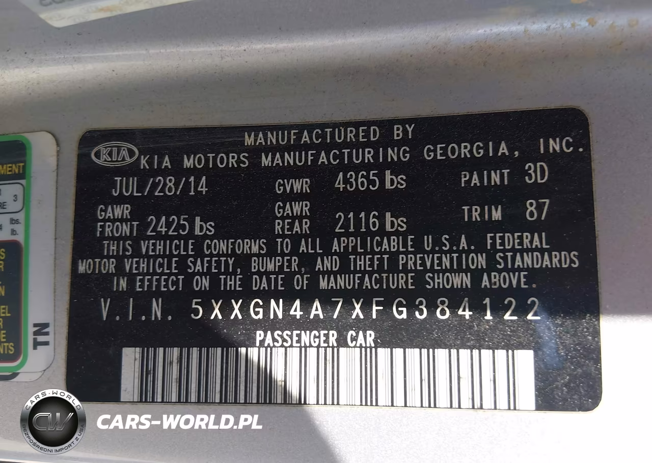 2015 Kia Optima Ex VIN:5XXGN4A7XFG384122 - 9