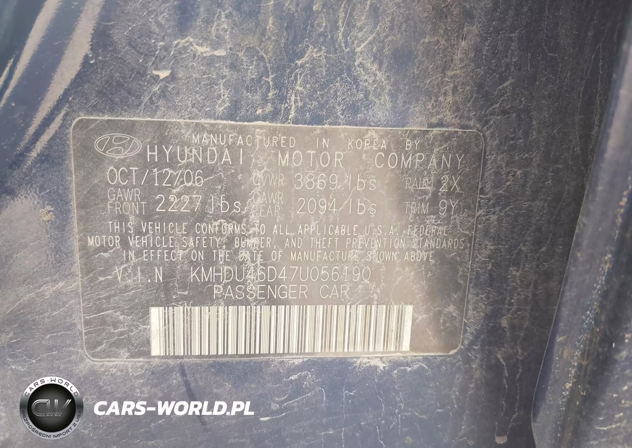 2007 Hyundai Elantra Gls-Ltd-Se VIN:KMHDU46D47U056190 - 9