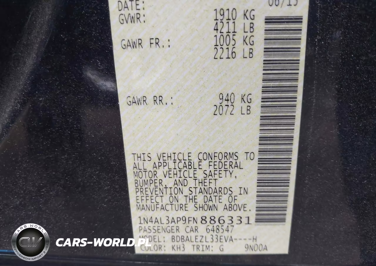 2015 Nissan Altima 2.5 S VIN:1N4AL3AP9FN886331 - 9